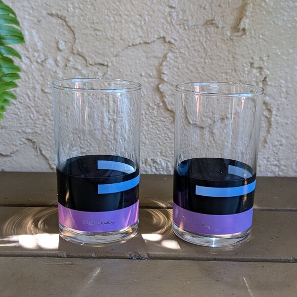 Vintage set of 2 Pierre Cardin matching purple, black, & light blue glasses - Picture 1 of 6